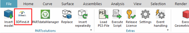 Exemple de la barre d'outils PARTsolutions dans NX