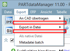 Exemple de barre d'outils "Exportation
