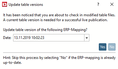 Mettre à jour les versions des tableaux [Update table versions]