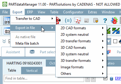 Exportation [Export] -> Exportation vers un fichier [Export in file] -> Autre [Others]