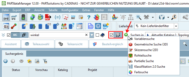 Checkbox and icon of topology search visible