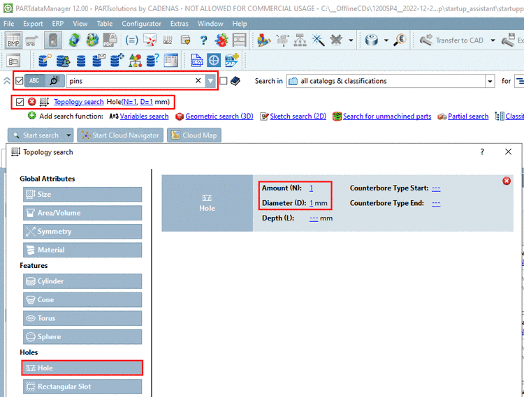 Topology search for Hole