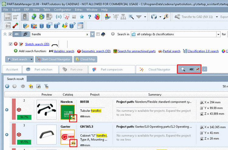Search results in Details view