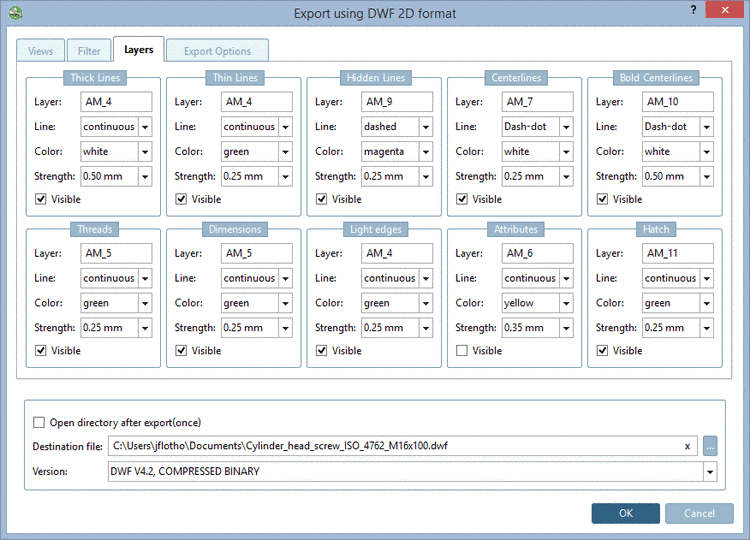 Tabbed page "Layers" - AutoCAD DWF 2D