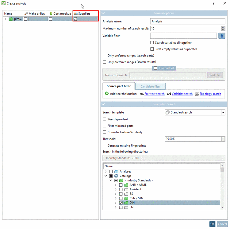 Dialog box "Create analysis"