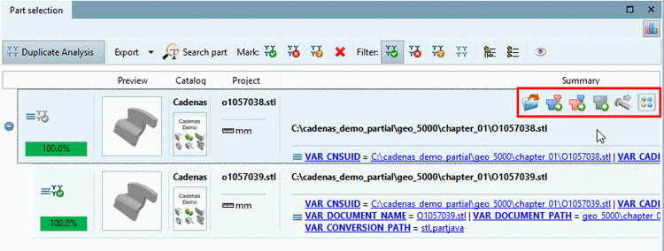 Opened toolbar over a row