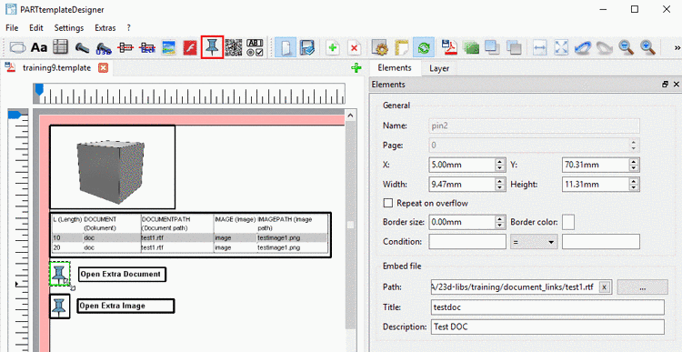 Setting options under "Elements"