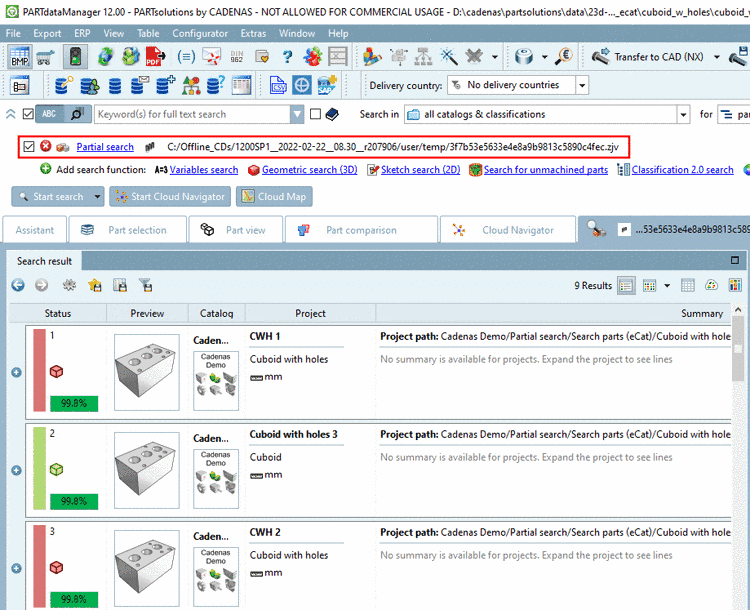 Listing of search results