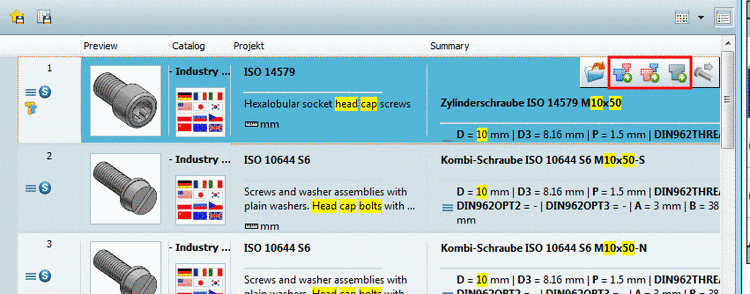 Start part comparison in "Details" view via button