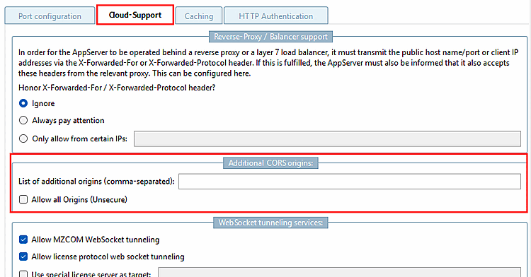 Origines CORS supplémentaires [Additional CORS origins]