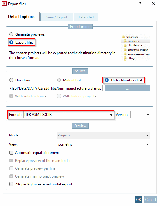 Options standard [Default options]