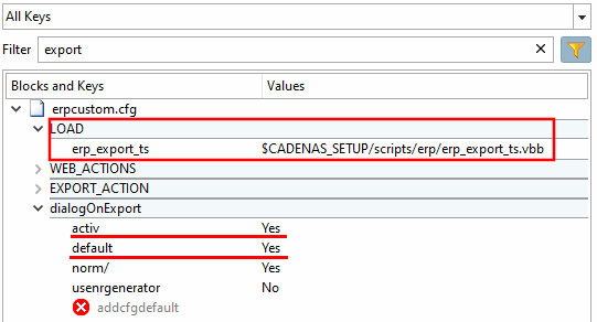 Bloc "dialogOnExport