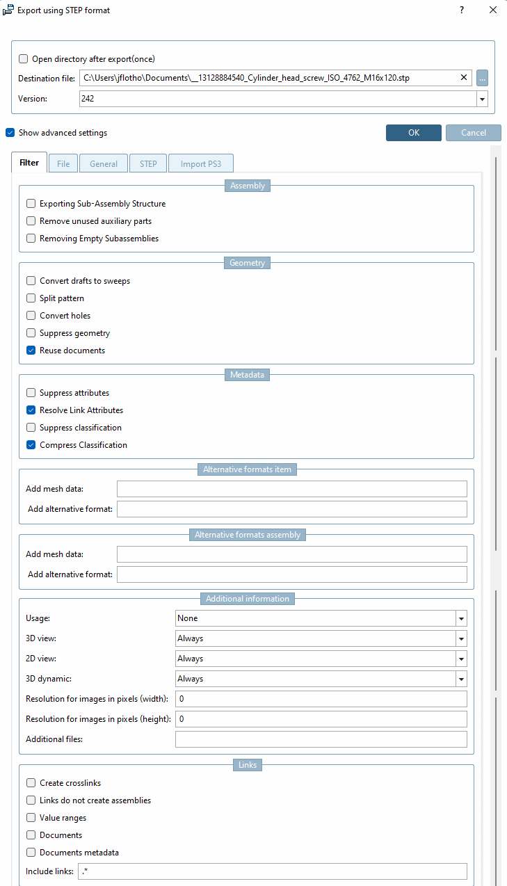Page d'onglet "Filtre [Filter]