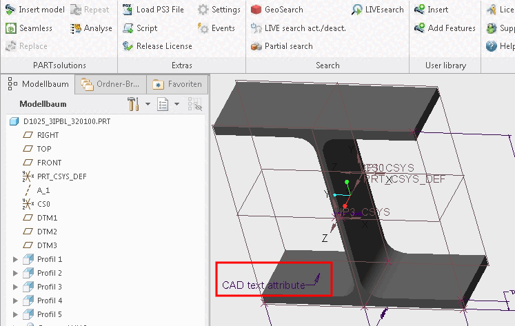 Exemple d' attribut de texte CAO sur une surface [CAD text attribute on face] dans Pro/Engineer