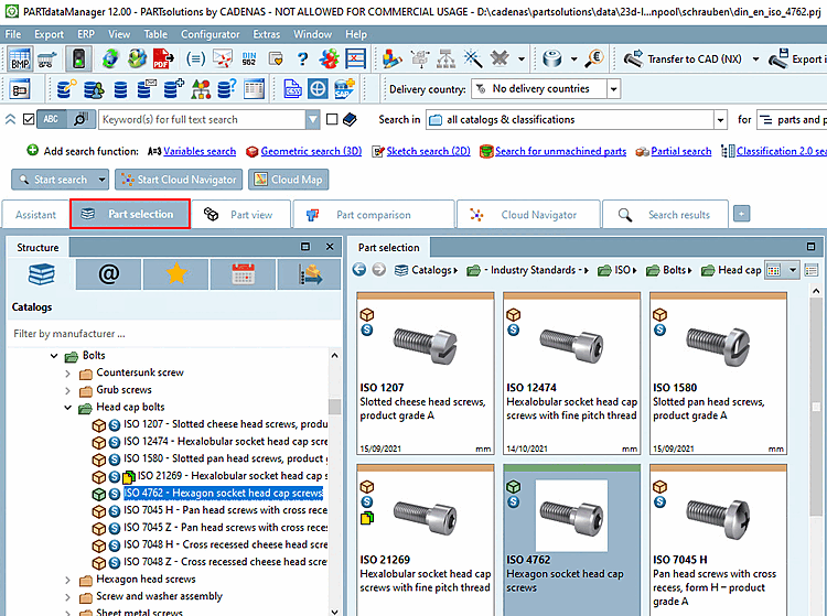 PARTdataManager - Sélection des pièces [Part selection]