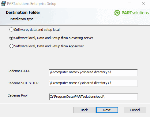 Logiciel local, données et installation à partir d'un serveur existant