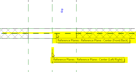 Intersection des plans de référence en vue de dessus