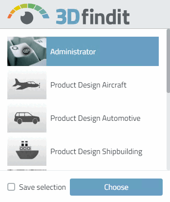 Sélection de rôles dans 3Dfindit
