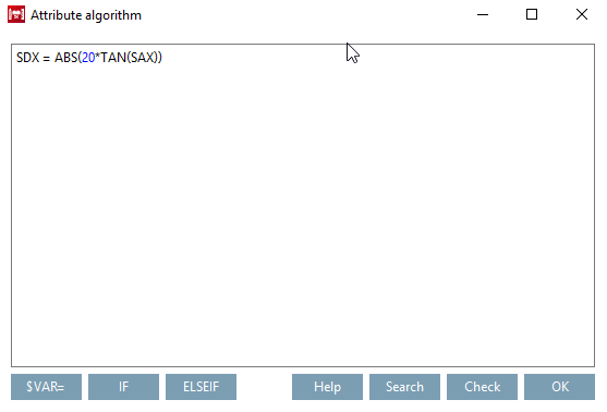 Algorithmes de caractéristiques [Attribute algorithms] Boîte de dialogue