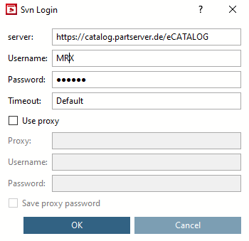 Boîte de dialogue "Inscription Svn [Svn Login]