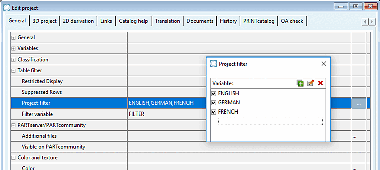 Filtre de projet [Project filter]