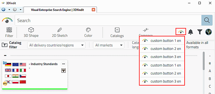 Boutons dans la barre principale