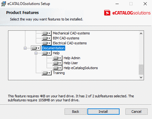 Selection of help in installer (here, exemplified with PARTsolutions Enterprise Setup)