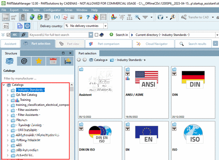 "Assign linked parts in the parts selection" deactivated: Result in PARTdataManager: