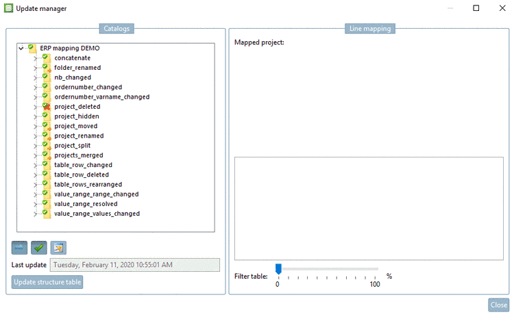 Button "Show mapped lines" is activated.