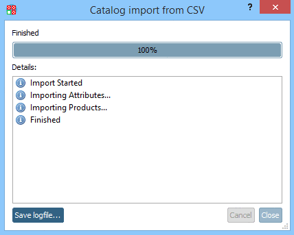 Progress bar 100% - Finished