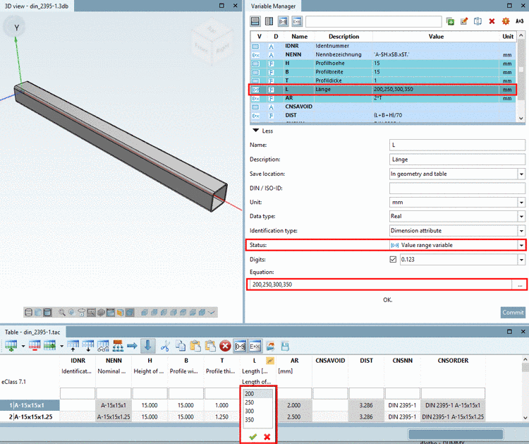 Example: Listing of values