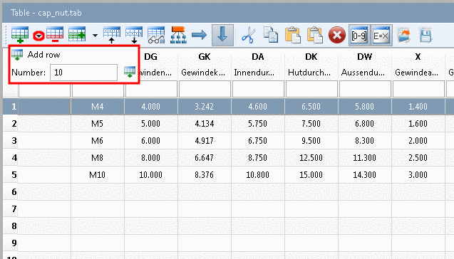 Example: Adding 10 rows