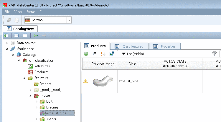 The moved product is displayed in the target class.