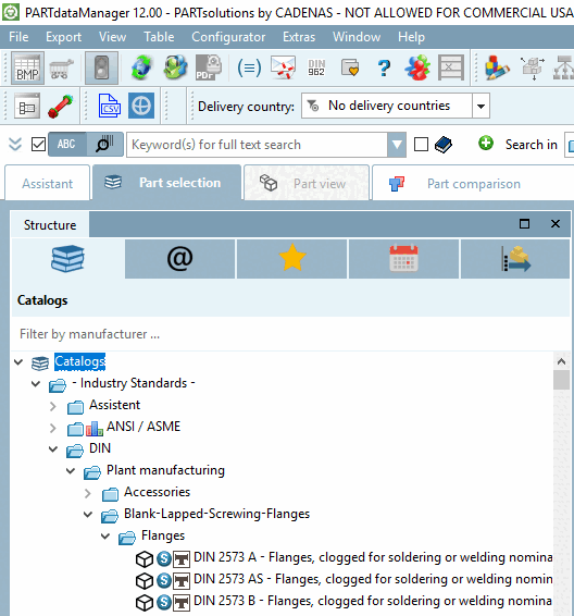 Structure du produit dans PARTdataManager