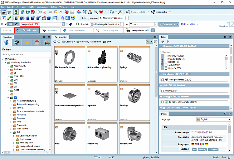 Les expressions complexes peuvent également être utilisées dans le champ de saisie pour la recherche plein texte.
