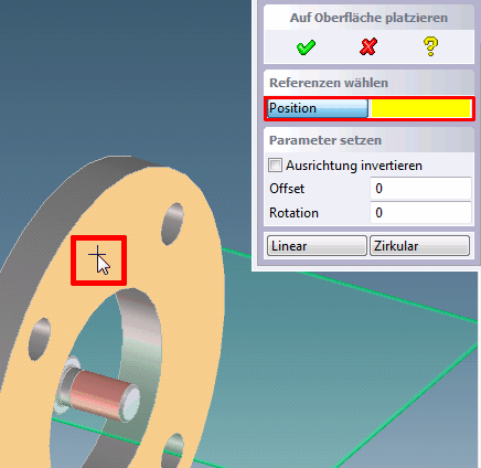 Exemple : point d'insertion déterminé sur une surface