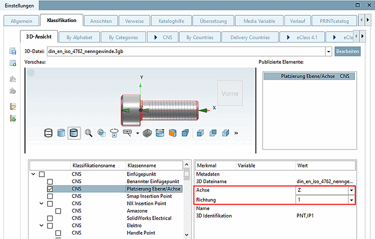 "Axe" et "Direction" définis