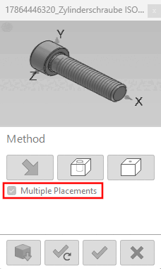 1. Sélectionner la méthode [1. Select method]: après avoir coché la case « Placement multiple [Multiple placement] »