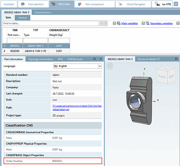 Exemple de projet avec numéro de commande sans domaines de valeurs (champs jaunes)
