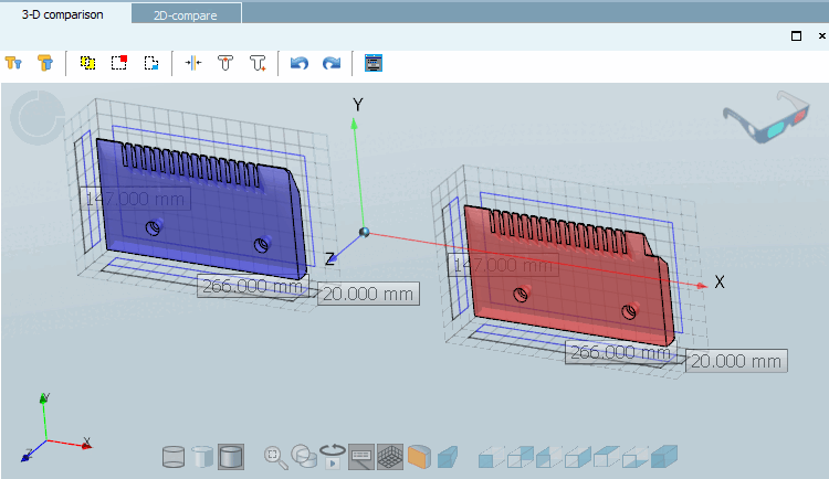 Comparaison de composants [Part comparison] -> Comparaison 3D [3D comparison]