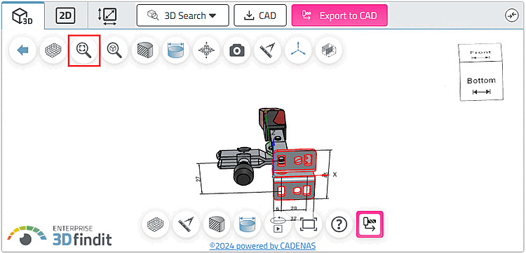 Tout capturer dans [Zoom all] la pièce : Assemblage avec une pièce sélectionnée avec des cotes
