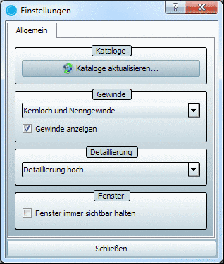 "Default options" tabbed page
