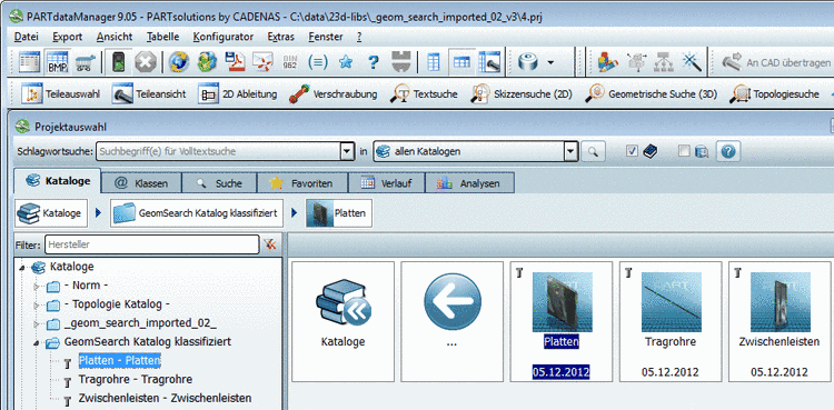 PARTdataManager: Part selection
