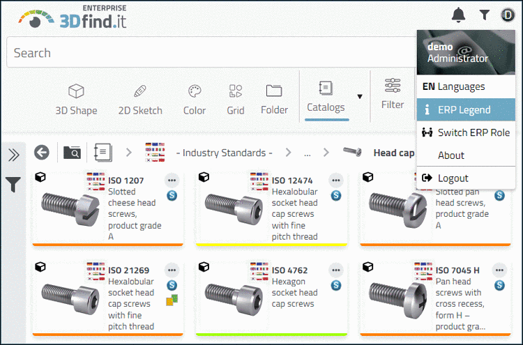 In this exemplary figure light green means that at least on characteristic is available at two locations..