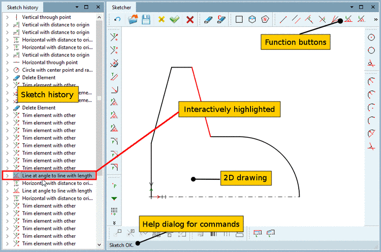 Sketcher user interface