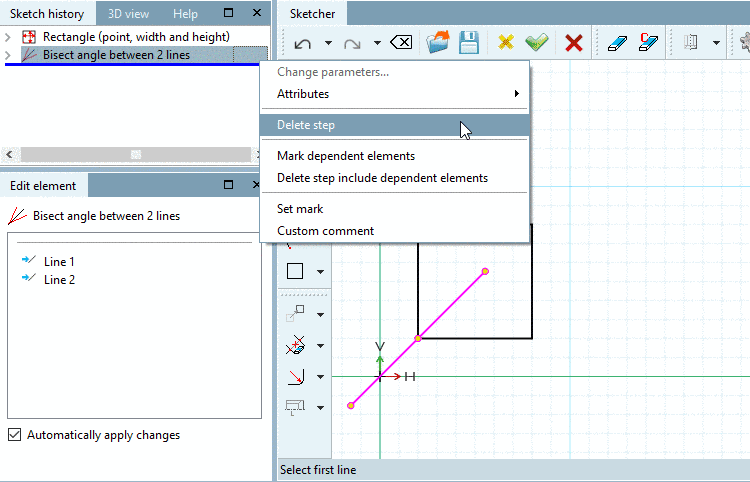 Delete angle bisector