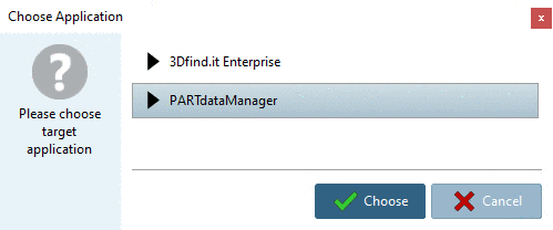 Choose Application: Example "PARTdataManager"