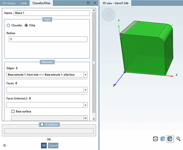 Anteprima con l'opzione "Parte intera [Full part]": l'illustrazione mostra l'anteprima di un bordo già confermato e di un bordo appena modificato (modalità di modifica riaperta).