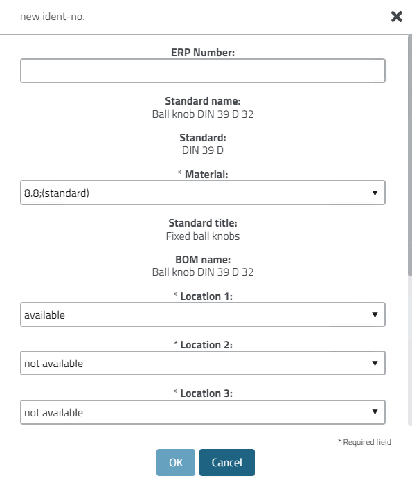 Finestra di dialogo del nuovo numero ID [new ident-no.] - variante 2