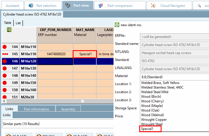 "Special1" non fa parte dell'elenco predefinito